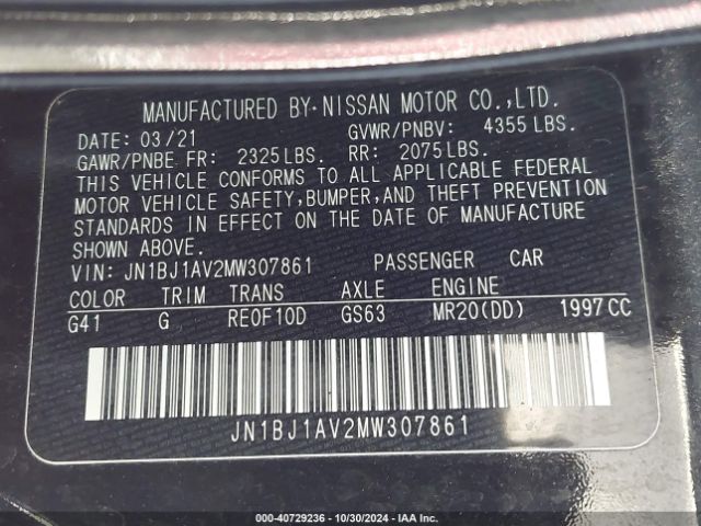 JN1BJ1AV2MW307861 Nissan Rogue Sport S Fwd Xtronic Cvt