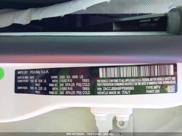 ZACCJBBH9FPB98993 Jeep Renegade Latitude