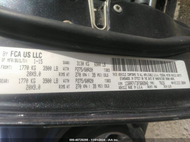 1C6RR7VT3FS602842 RAM 1500 Laramie