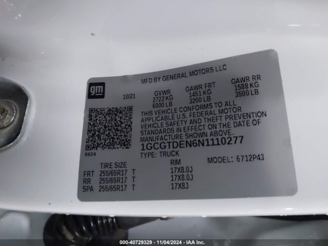 1GCGTDEN6N1110277 Chevrolet Colorado 4wd  Short Box Z71