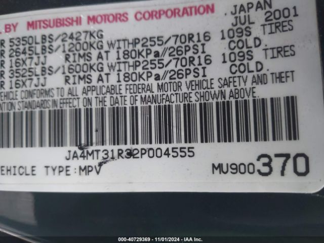 2002 MITSUBISHI MONTERO SPORT JA4MT31R32P004555 Photo 8