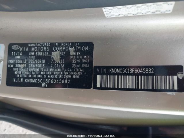 KNDMC5C18F6045882 KIA SEDONA EX