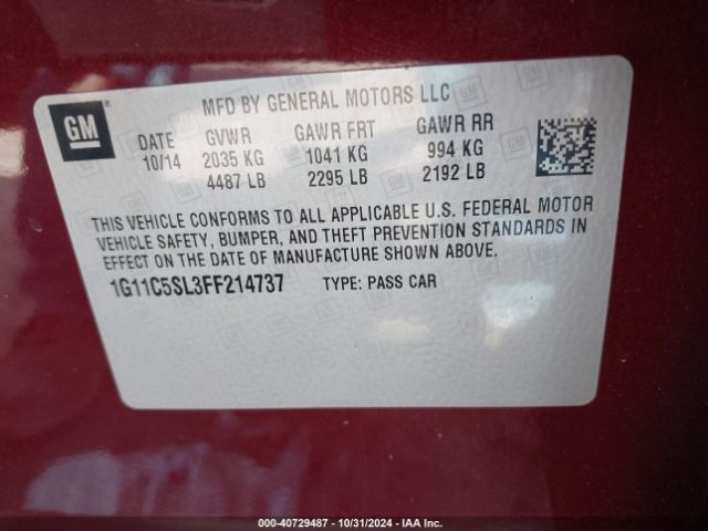 1G11C5SL3FF214737 Chevrolet MALIBU 1LT