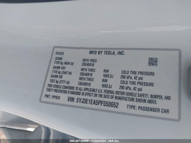 2023 TESLA MODEL 3 5YJ3E1EA5PF550652 Photo 8