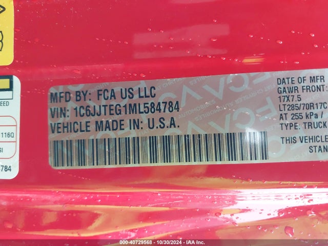 1C6JJTEG1ML584784 Jeep Gladiator Mojave 4x4