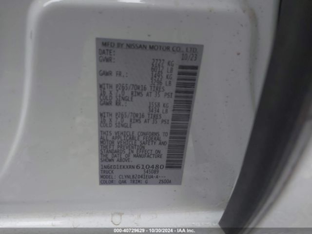 1N6ED1EKXRN610480 Nissan Frontier Sv 4x4