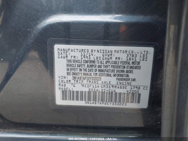 Nissan SENTRA SV 2014 3N1AB7AP2EY333223 Image 9