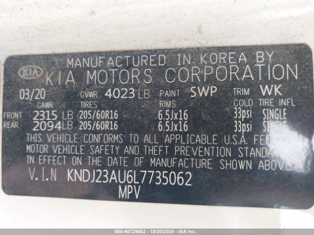KNDJ23AU6L7735062 KIA SOUL S