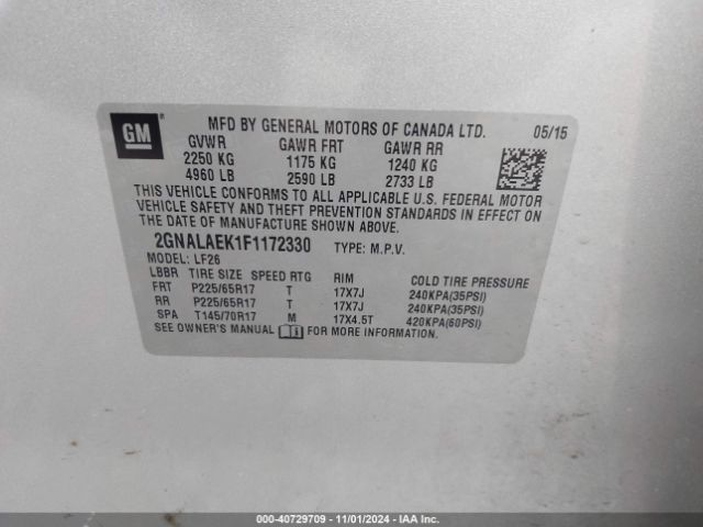 2GNALAEK1F1172330 Chevrolet EQUINOX LS