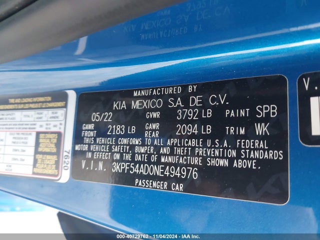 KIA Forte Gt-line 2022 3KPF54AD0NE494976 Image 9