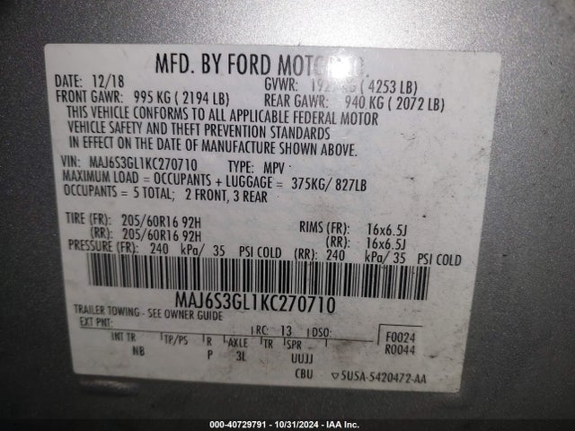 Ford Ecosport Se 2019 MAJ6S3GL1KC270710 Image 9