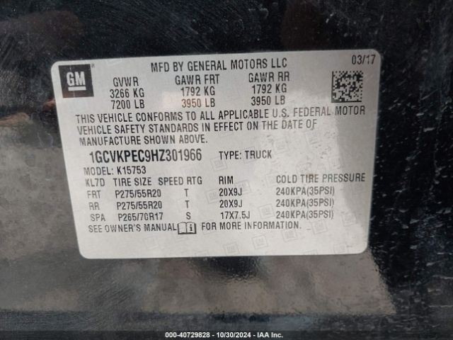 1GCVKPEC9HZ301966 Chevrolet Silverado 1500 Custom