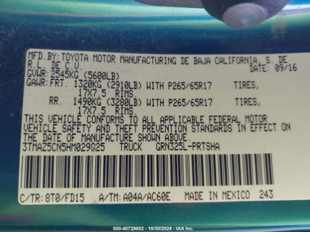 3TMAZ5CN5HM029825 Toyota Tacoma Trd Sport