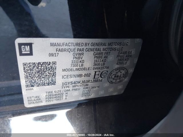 1GYS4DKJ0JR128854 Cadillac Escalade Platinum