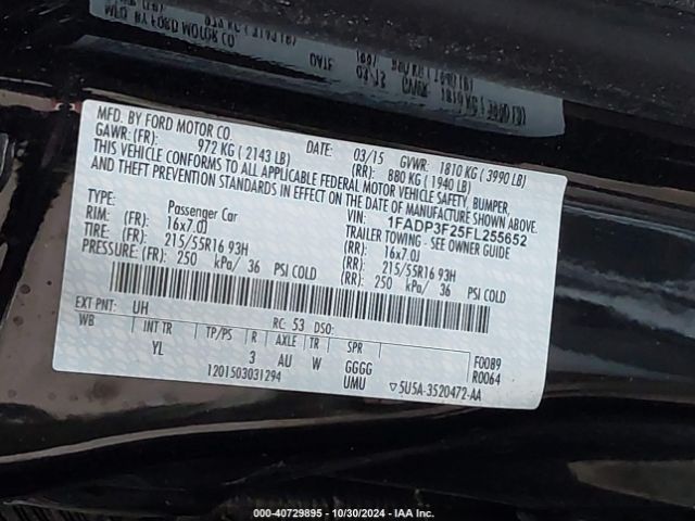 Ford FOCUS SE 2015 1FADP3F25FL255652 Image 9