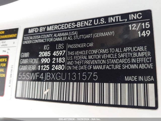 55SWF4JBXGU131575 Mercedes-Benz C 300 Luxury/sport