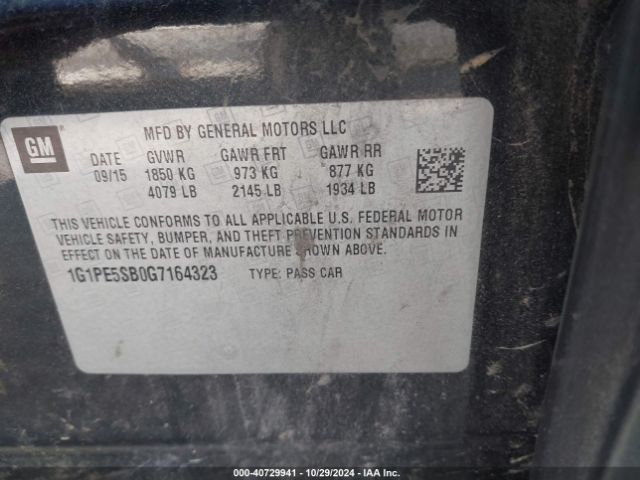 1G1PE5SB0G7164323 Chevrolet Cruze Limited 1lt Auto
