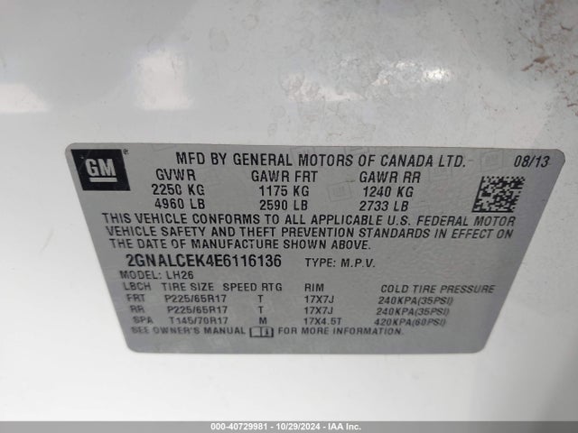 Chevrolet Equinox 2lt 2014 2GNALCEK4E6116136 Image 9