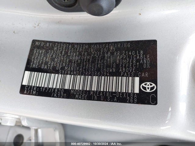 5YFB4MDE2RP086294 Toyota COROLLA LE