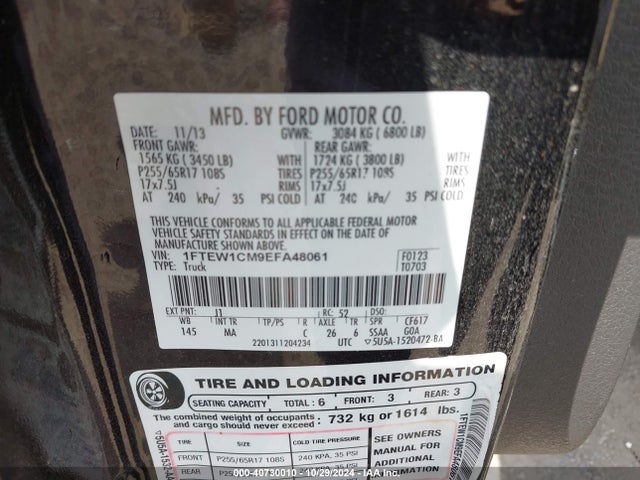 Ford F-150 Xlt 2014 1FTEW1CM9EFA48061 Image 9