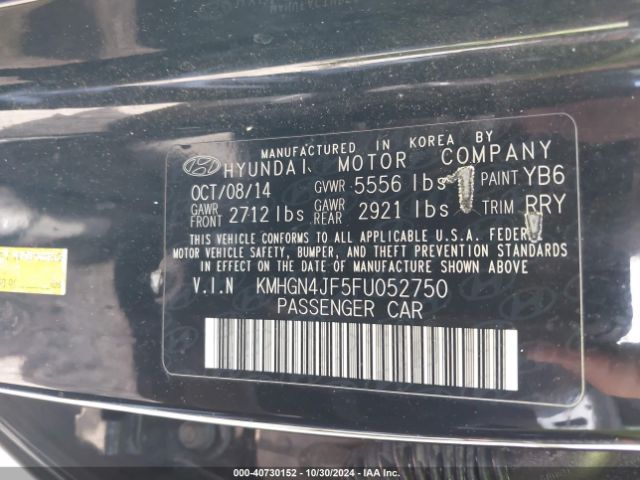 KMHGN4JF5FU052750 Hyundai Genesis 5.0