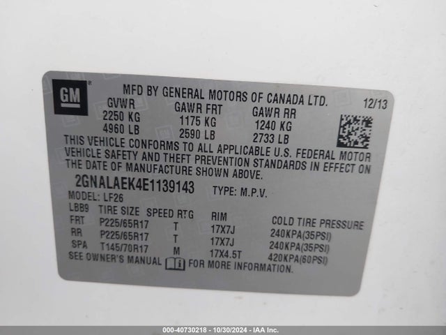 Chevrolet EQUINOX LS 2014 2GNALAEK4E1139143 Image 9