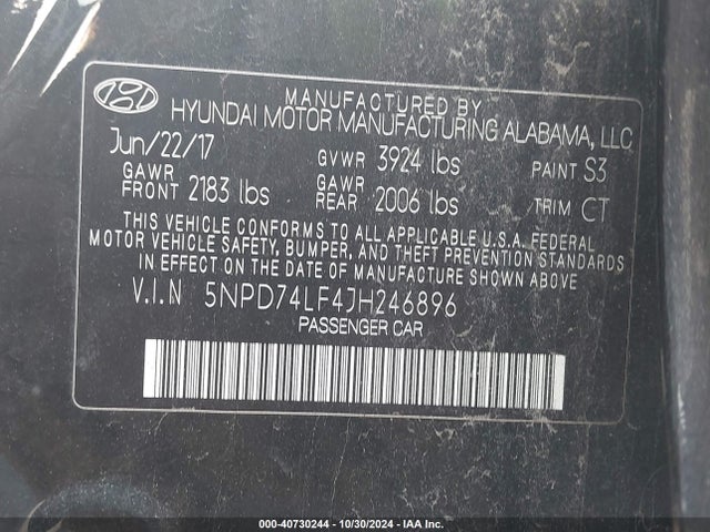 Hyundai ELANTRA SE 2018 5NPD74LF4JH246896 Image 9