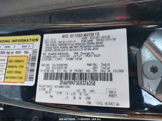 3FA6P0H73GR376358 Ford FUSION SE