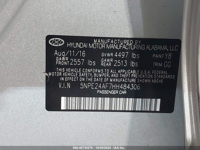Hyundai SONATA SE 2017 5NPE24AF7HH484306 Image 9