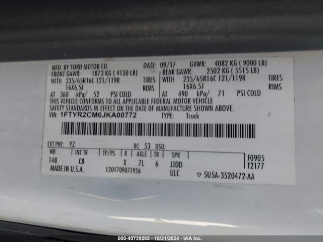 1FTYR2CM6JKA00772 Ford Transit-250
