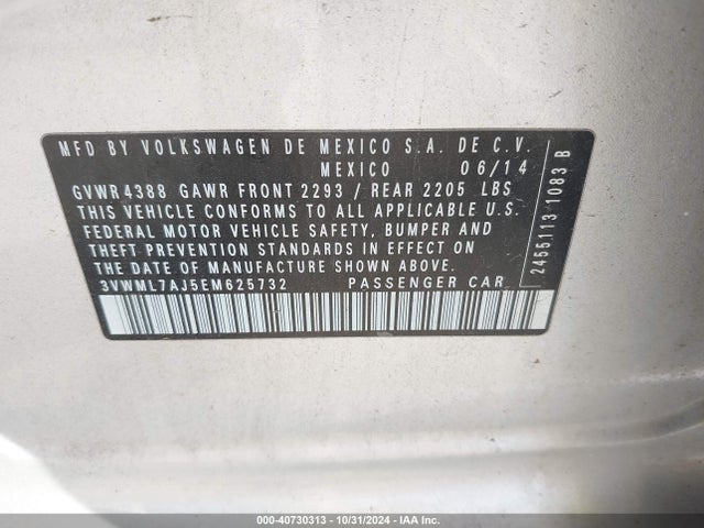 3VWML7AJ5EM625732 Volkswagen Jetta Sportwagen 2.0l Tdi