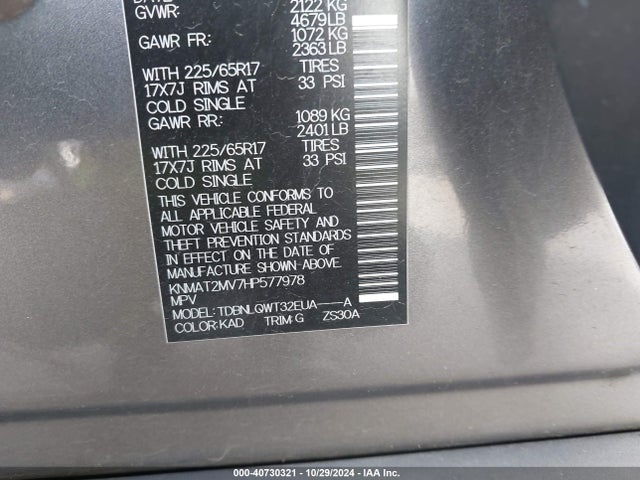 Nissan ROGUE SV 2017 KNMAT2MV7HP577978 Image 9