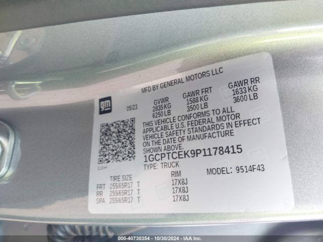 1GCPTCEK9P1178415 Chevrolet Colorado 4wd  Short Box Lt