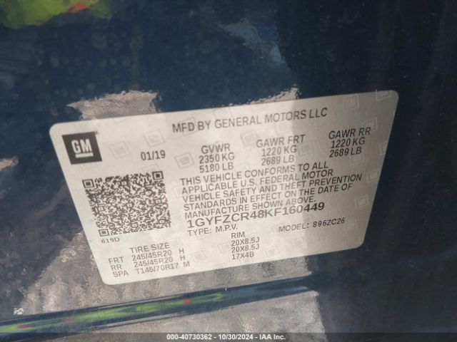 1GYFZCR48KF160449 Cadillac Xt4 Premium Luxury
