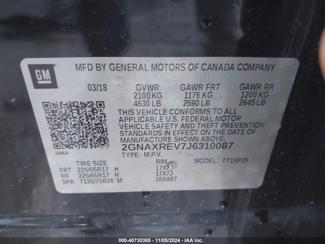 Chevrolet EQUINOX LS 2018 2GNAXREV7J6310087 Image 9