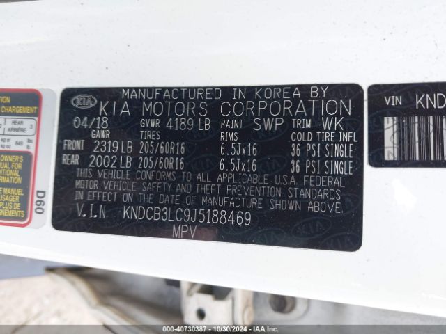 KNDCB3LC9J5188469 KIA NIRO LX