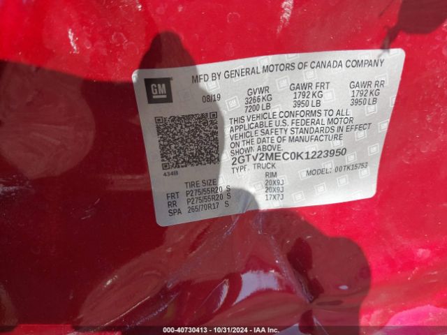 2GTV2MEC0K1223950 GMC Sierra 1500 Limited Sle
