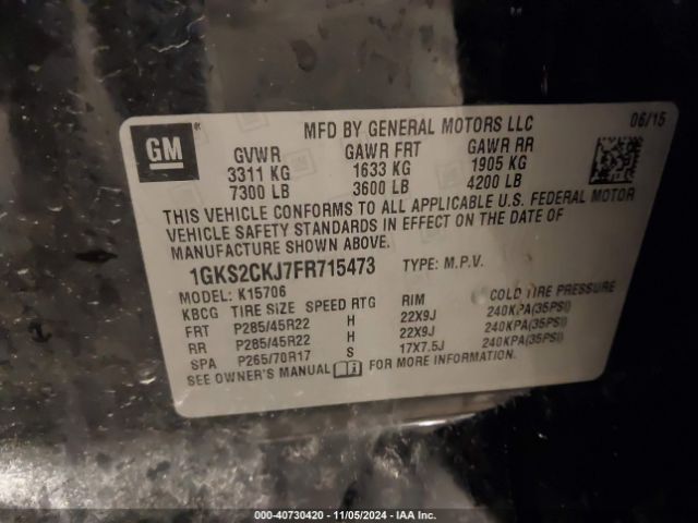 1GKS2CKJ7FR715473 GMC YUKON DENALI