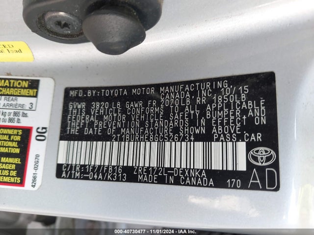 Toyota COROLLA LE 2016 2T1BURHE8GC526734 Image 9