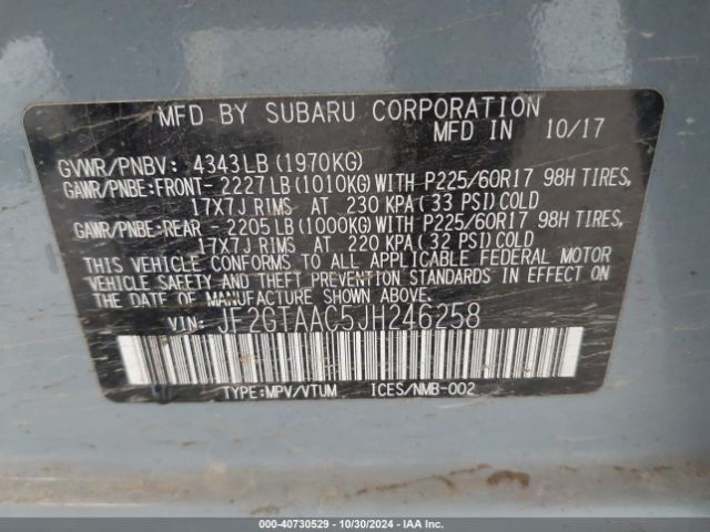 JF2GTAAC5JH246258 Subaru Crosstrek 2.0i
