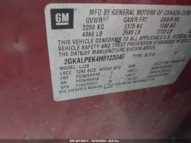 GMC Terrain Slt 2017 2GKALPEK4H6123046 Image 9