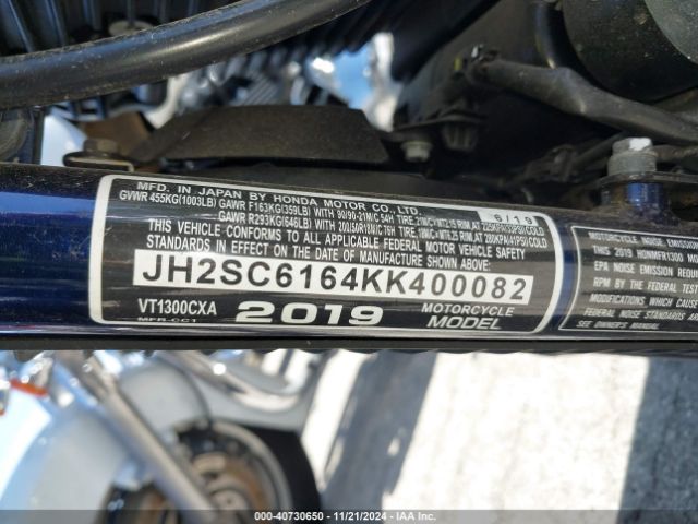 2019 HONDA VT1300 JH2SC6164KK400082 Photo 9