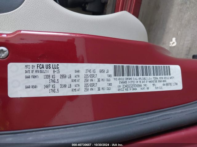 Dodge Grand Caravan Sxt Plus 2015 2C4RDGCG2FR749944 Image 9