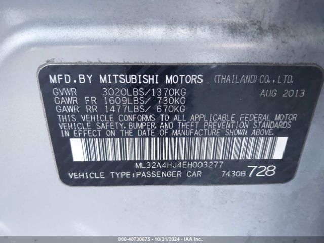 ML32A4HJ4EH003277 Mitsubishi MIRAGE ES