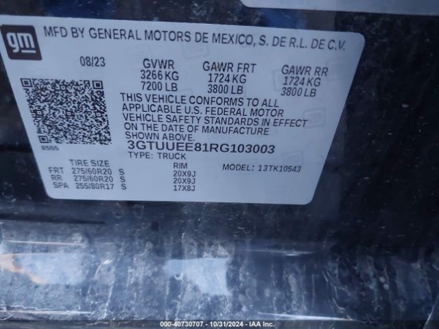 3GTUUEE81RG103003 GMC Sierra 1500 4wd  Short Box At4