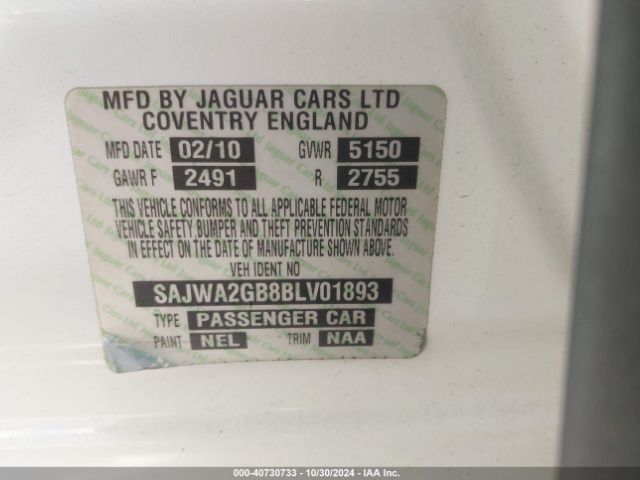 2011 JAGUAR XJ SAJWA2GB8BLV01893 Photo 8