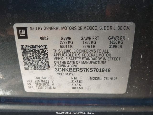 3GNKBERS7KS701948 Chevrolet BLAZER RS