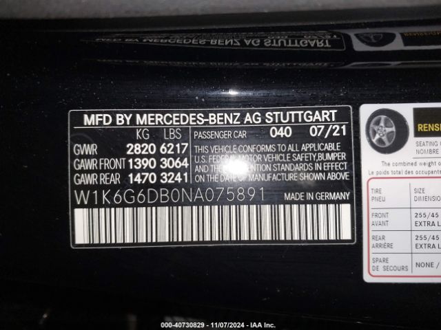 2022 MERCEDES-BENZ S 500 W1K6G6DB0NA075891 Photo 8
