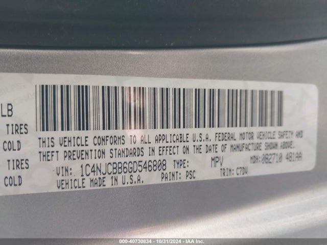 Jeep Compass Sport 2016 1C4NJCBB6GD546808 Image 9