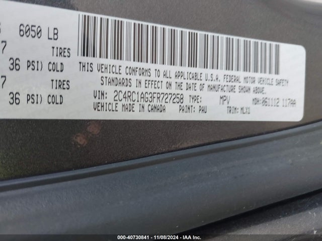 2C4RC1AG3FR727258 Chrysler Town & Country Lx
